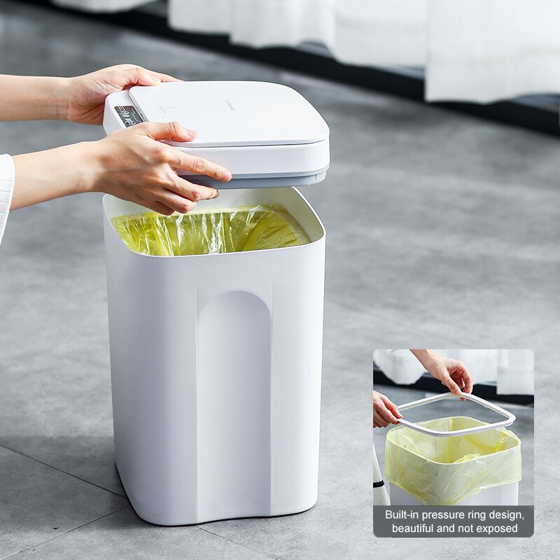 12-16L Intelligent Induction Trash Can Automatic Smart Waste Bin Bathroom Dustbin Home Living Room Kitchen Garbage Bin Storage