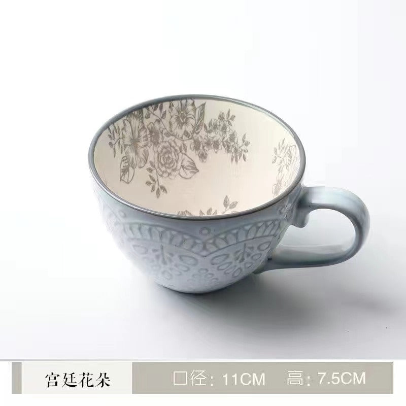 Hot Sale Colorful Ceramic Hand Painted Coffee Mugs Cup Creative Vintage Cafe Bar Drinkware Personality Breakfast Cups Tea Mug
