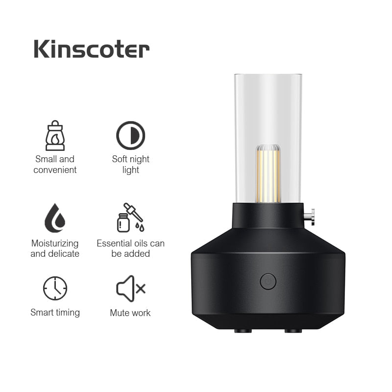 KINSCOTER Portable Mini Aroma Diffuser USB Air Humidifier Essential Oil Night Light Cold Mist Maker Sprayer for Home Gift