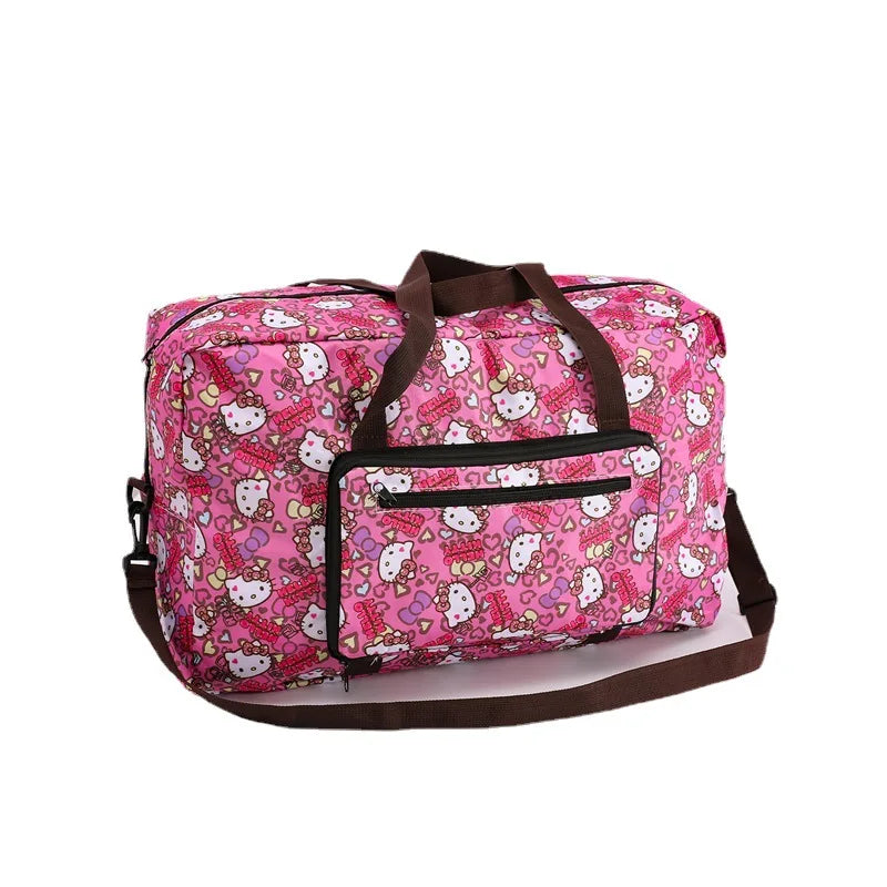 Cartoon Sanrios Folding Travel Bag Girl Downhill Bag Storage Bag Kawaii Can Be Hung Trolley Suitcase Increase Water Proof