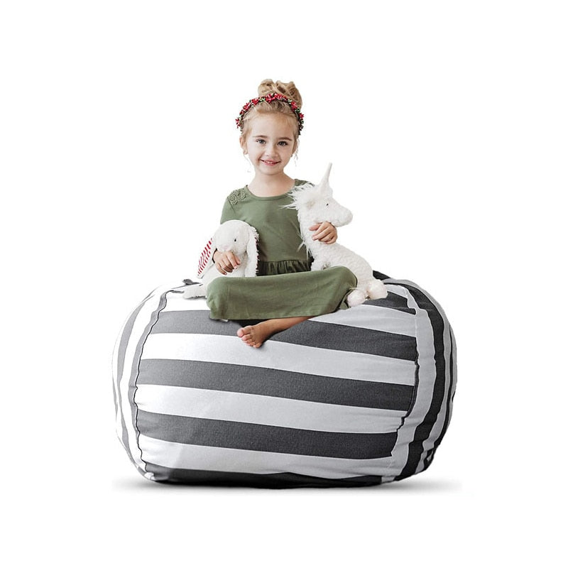 New Bean Bag Storage Stuffed Animal Chair Kids Toys Zip Canvas Children Kids Plush Toy Organizer Large Capacity