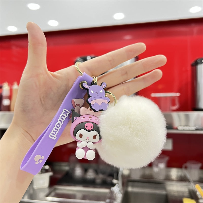 Kawaii Hello Kitty Keychain Sanrio Anime Cartoon Melody Kuromi Cinnamoroll Toys Cute Pendant Dolls Car Key Ring Girl&Child Gifts
