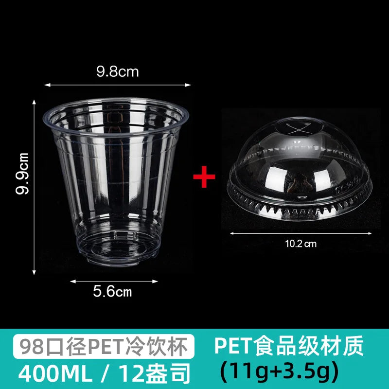 20/50PCS Transparent Milk Tea Cups with Lids Disposable Plastic Cups Fruit Juice Coffee Sand Ice Cream Beverage Containers party