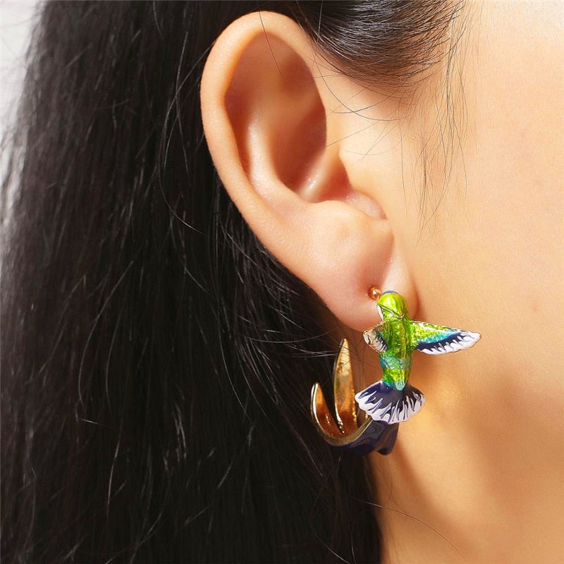 Women's Earrings 3D Hummingbird Earrings Animal Jewelry Cute Girly Ear Accessories Wedding Party Gifts