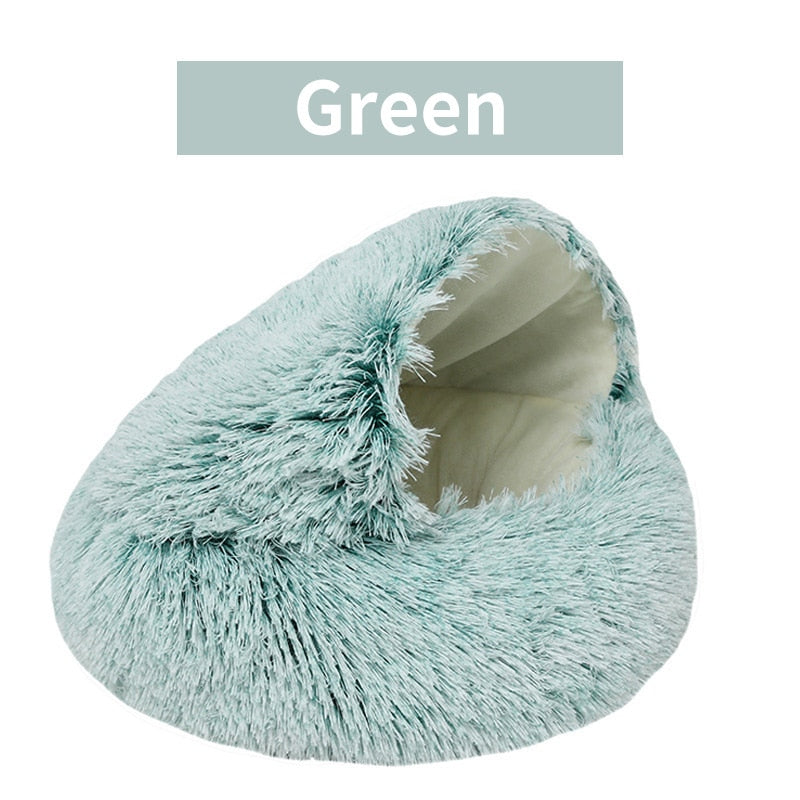 2023 Winter Long Plush Pet Cat Bed Round Cat Cushion Cat House Warm Cat Basket Cat Sleep Bag Cat Nest Kennel For Small Dog Cat