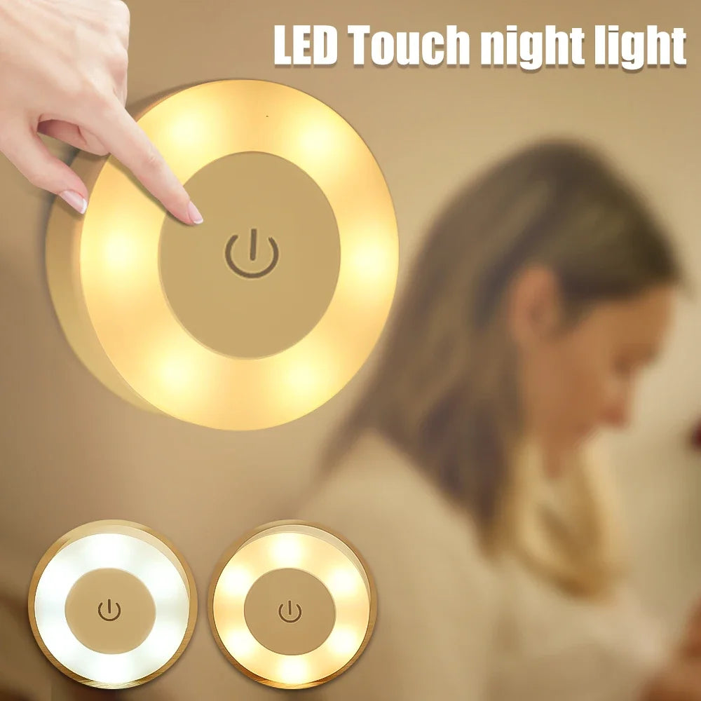 5/1pcs LED Touch Sensor Night Lights Portable USB Rechargeable Magnetic Base Wall Light 3 Modes Bedroom Dimming Night Lamps