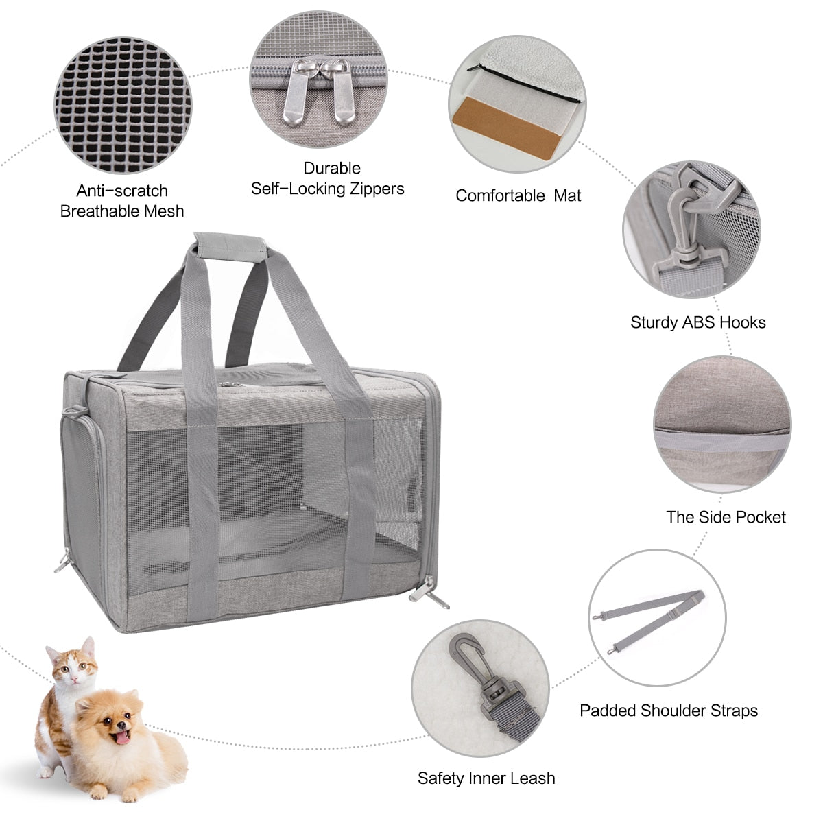 Soft Dog Carrier Backpack With Reflective Strip Airline Approved Travel Pet Transport Bag Portable Handbag For Small Dogs