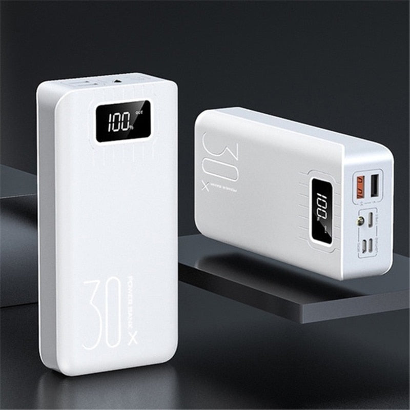 Fast Charging Power Bank Portable 30000mAh Charger 2.1A Digital Display External Battery Pack Flashlight for Xiaomi IPhone