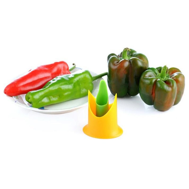 2Pcs/set Pepper Chili Corer Seed Remover Green Pepper Tomato Coring Device Slicer Fruit Peeler Vegetable Kitchen Utensil