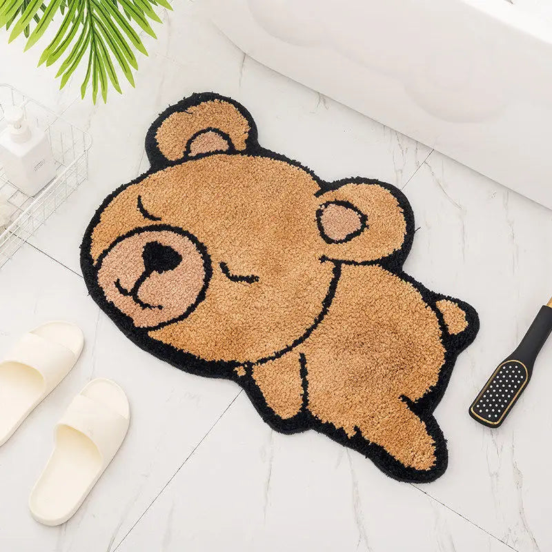 Bedroom Entrance Carpet Washable Bathroom Cartoon Animal Absorbent Anti-slip Mat Cashmere Floor Carpet Floor Mat Door Carpet