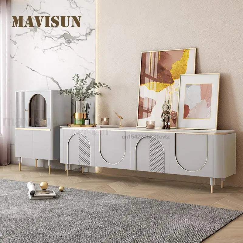 Light Luxury Designer Custom Living Room Modern Home Tv Cabinet Italian Minimalist Tv Cabinet Grey Hotel Household Furniture