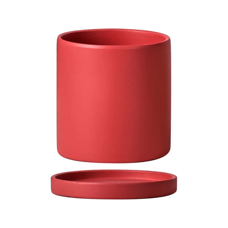 Flower Plant Pot Colorful Ceramic Flowerpot Nordic Style Succulent Planter Cylindrical Flower Pots With Hole Garden Decoration