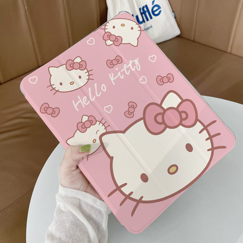 Kawaii Sanrio Ipad Protective Case Cat Accessories Cute Anime Apply Ipad Pro Air4/3Mini Transparent Drop-Proof Toy for Girl Gift