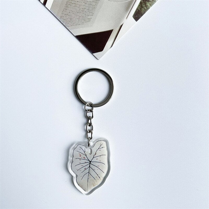 Rare Plant Acrylic Leaf Keychain Adasonii Leaf Foliage Key Chain Anthurium Plant Mom Gift Accessories for Car Keys Bag Charm