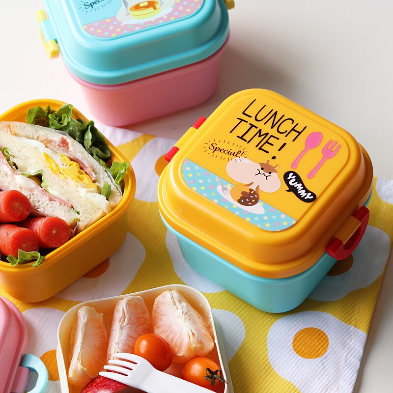 Cartoon Healthy Plastic Lunch Box Microwave Oven Lunch Bento Boxes Food Container Dinnerware Kid Childen Lunchbox