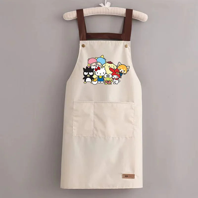 Sanrio Hello Kitty Kitchen Apron Waterproof Ladies Men Home Aprons Wipeable Oil Resistant Baking BBQ Restaurant Cafe Aprons Gift