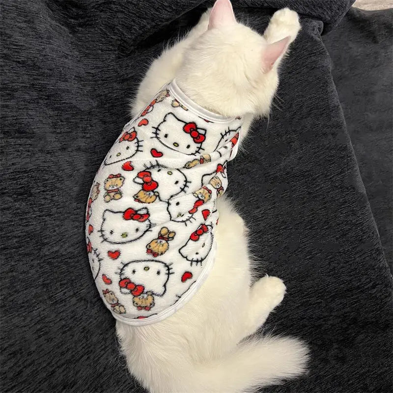 Kawaii Hello Kitty Cat Sweater Costume Winter Warm Pet Clothes for Cats Pullover Mascotas Clothing Gatos Products for Animals
