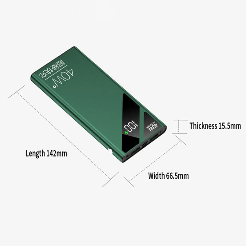 PD40W Two-way Fast Charging Power Bank Portable 20000mAh Charger Digital Display External Battery Pack LED For iPhone Xiaomi