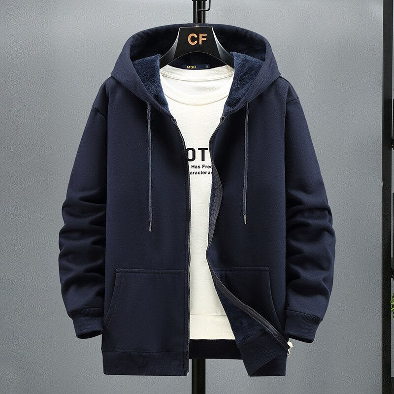 12XL 10XL Men's Fleece Outdoor Plus Size Man Hoodies Spring Autumn Polar Fleece Cardigan Hooded Sweater Jacket Men Sweatshirt