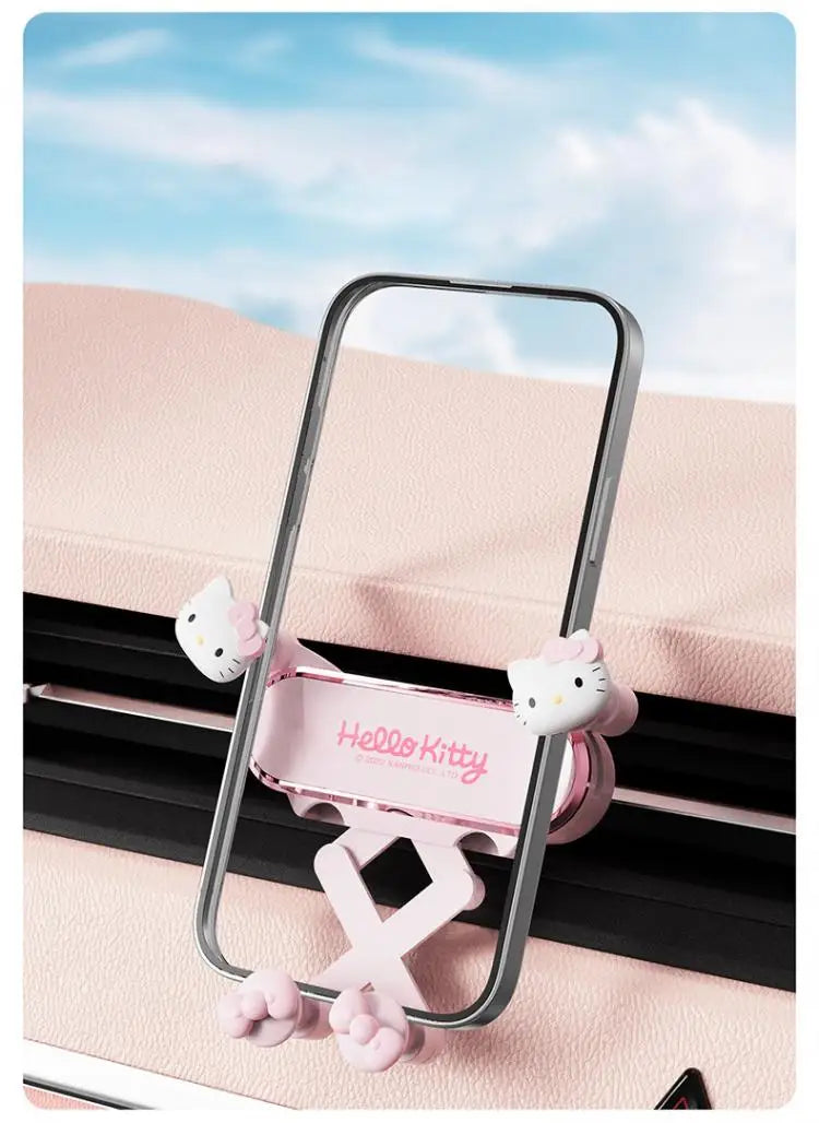 Sanrio Hello Kitty Car Phone Holder for Bracket Gps Stand Cartoon Anti-Skidding Shockproof Rotatable Support Mobile Accessories