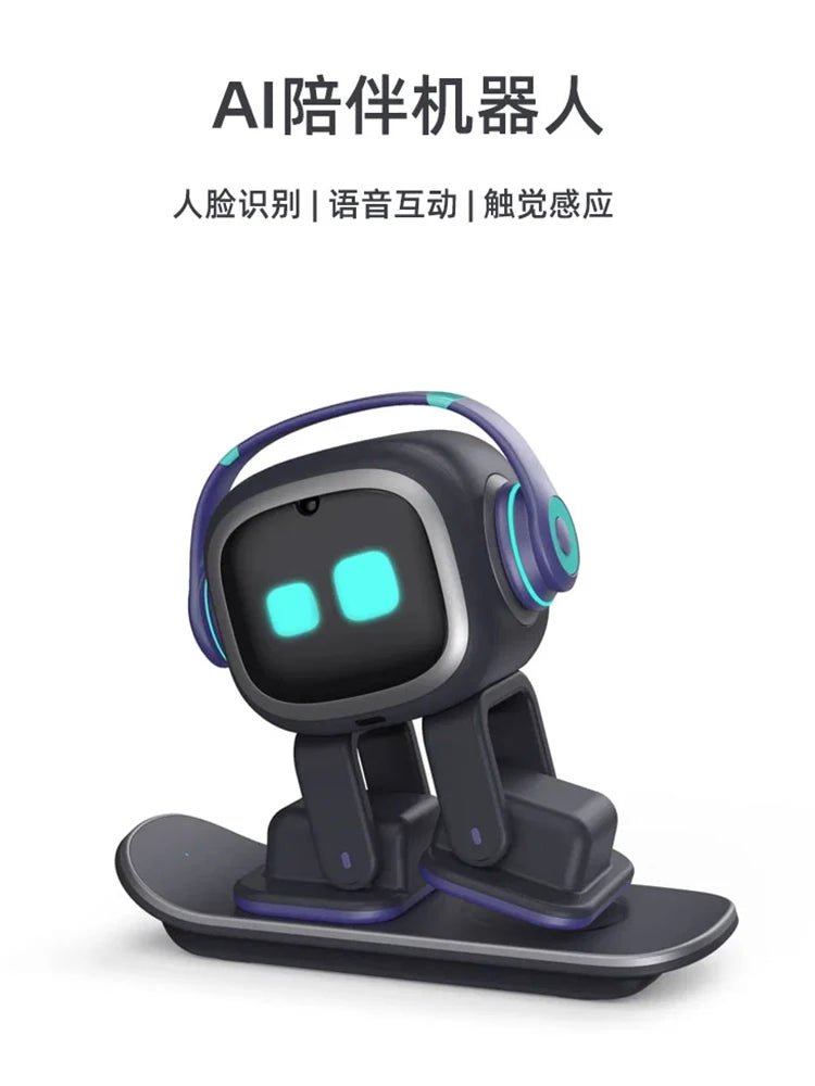EMO robot toy desktop voice recognition, emotional AI communication, intelligent child companionship, interactive electronic pet