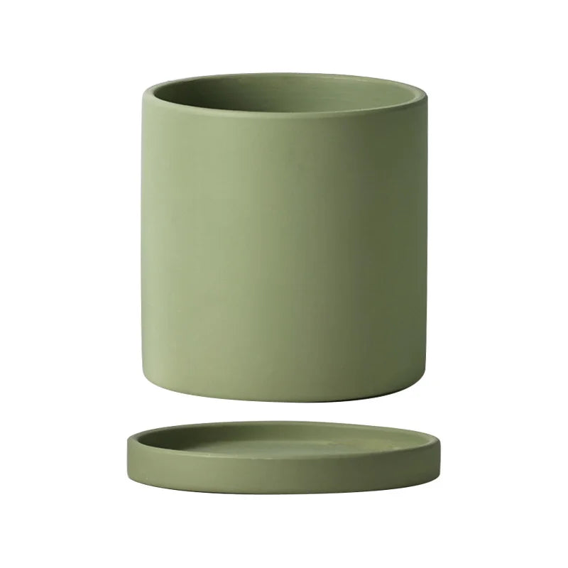 Flower Plant Pot Colorful Ceramic Flowerpot Nordic Style Succulent Planter Cylindrical Flower Pots With Hole Garden Decoration