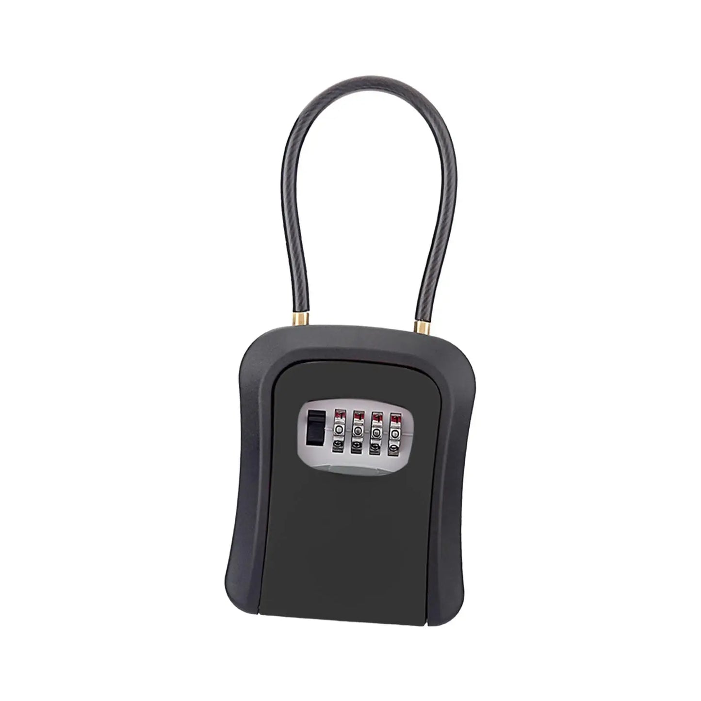 Box Key Security Box with 4 Digit Combination Steel Cable Shackle Weatherproof Portable for Door Knob or Car