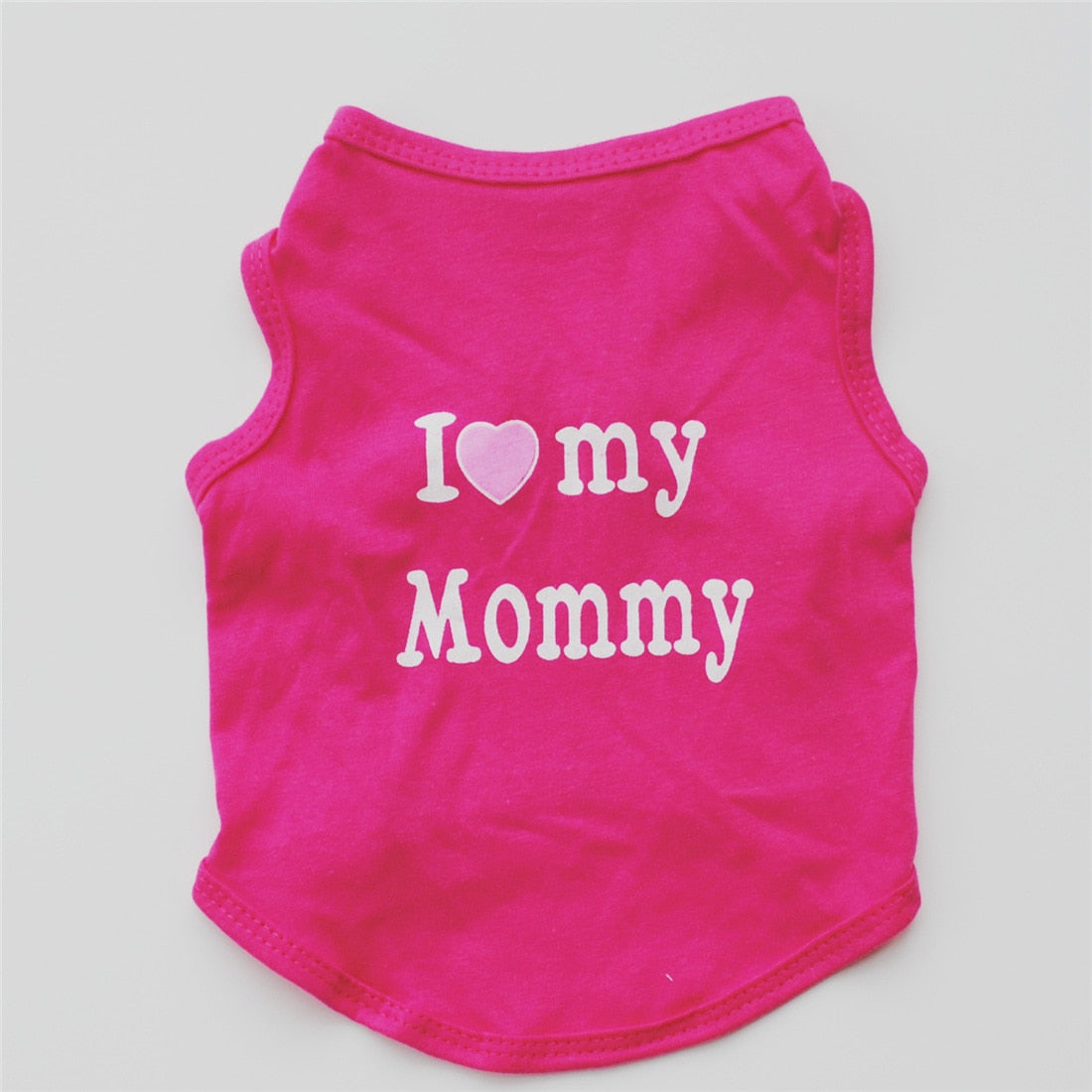 Cute Cotton Pet Clothes For Bichon Teddy Chiuaua Pink Black Bue Classic Love Mommy Daddy Pattern Dogs Vest T-Shirt Product