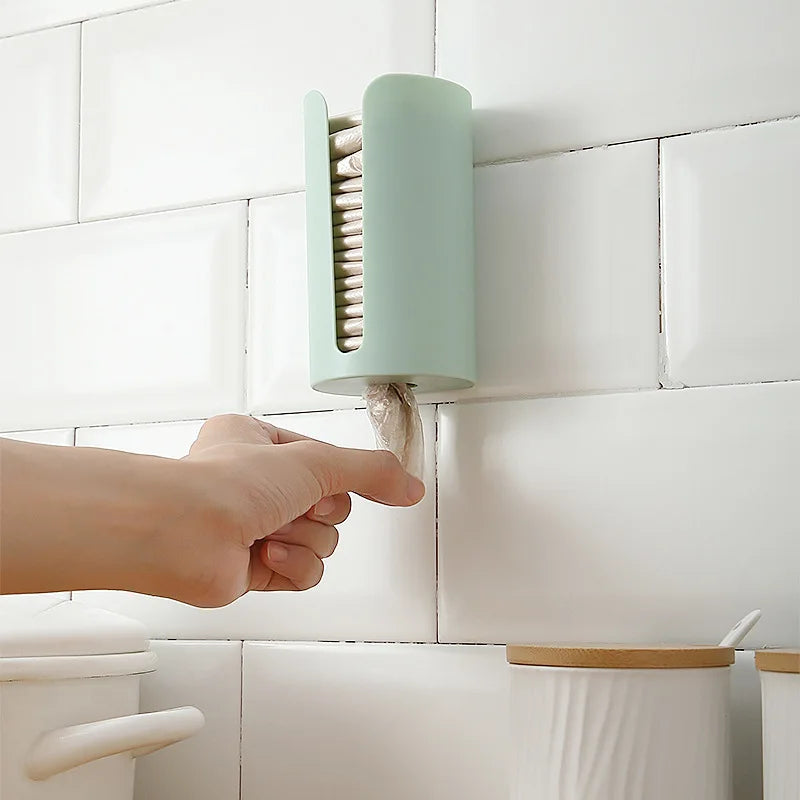 Wall Hanging Nail-Free Plastic Garbage Bag Holder Mounted Trash Bag Storage Box Cotton Pad Container For Home Kitchen Bathroom