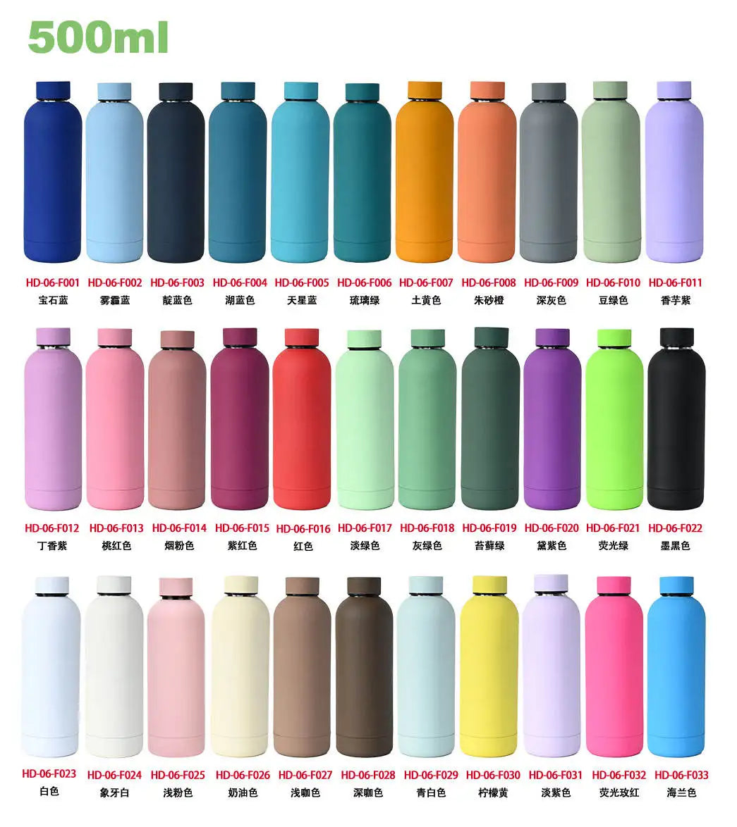 Double wall custom stainless steel cup insulated drink bottle tumbler 500ml thermos water bottle