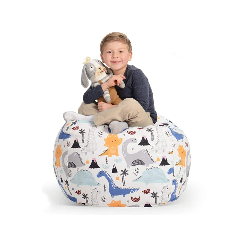 New Bean Bag Storage Stuffed Animal Chair Kids Toys Zip Canvas Children Kids Plush Toy Organizer Large Capacity