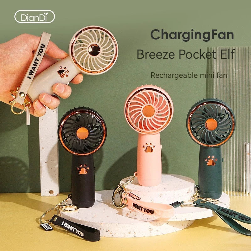 A summer new mini fan cute cartoon portable charging usb handheld student outdoor fan