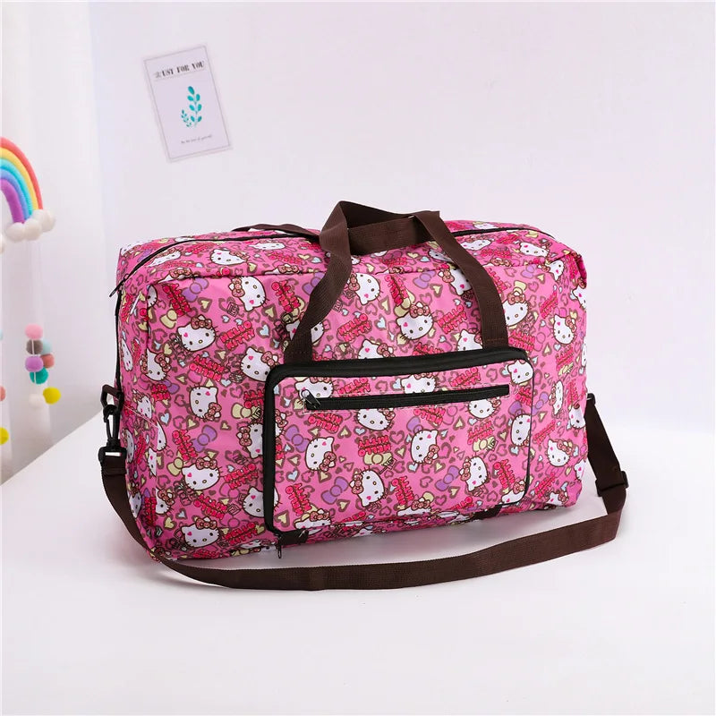 Cartoon Sanrios Folding Travel Bag Girl Downhill Bag Storage Bag Kawaii Can Be Hung Trolley Suitcase Increase Water Proof