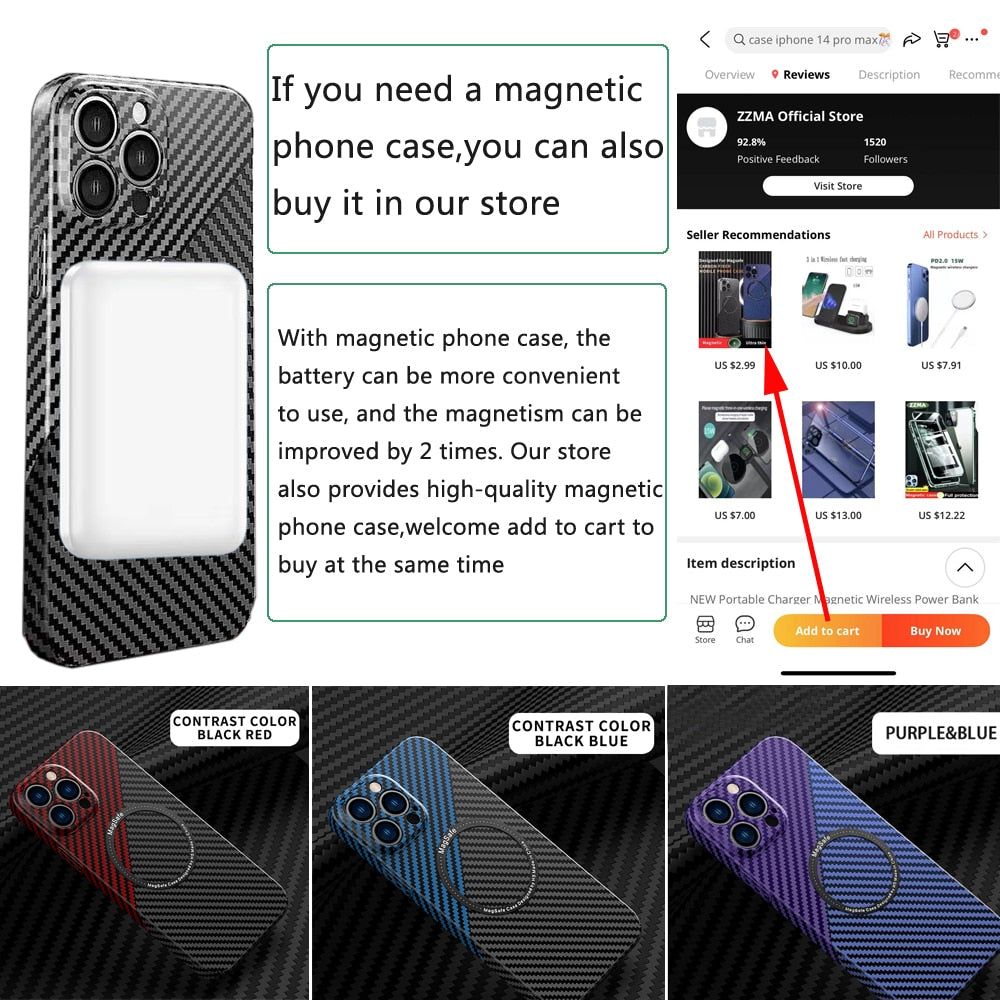 Portable Wireless Charger Macsafe Auxiliary Spare External Magnetic Battery Pack Power Bank For iphone 12 13 14Pro Max Powerbank
