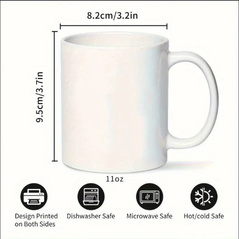 11 oz white ceramic coffee cup with dog pattern, perfect for daily drinking and coffee