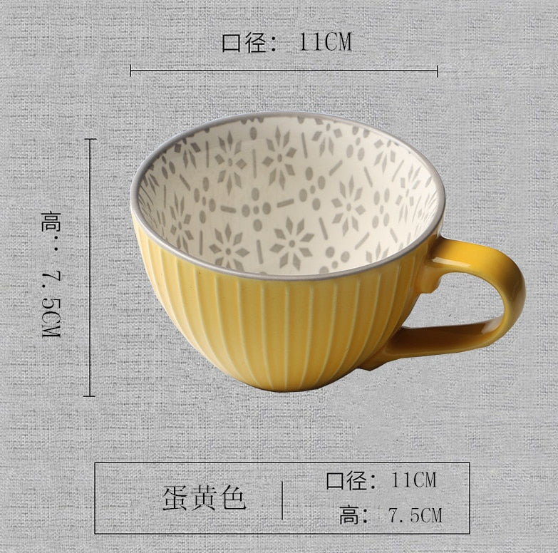 Hot Sale Colorful Ceramic Hand Painted Coffee Mugs Cup Creative Vintage Cafe Bar Drinkware Personality Breakfast Cups Tea Mug