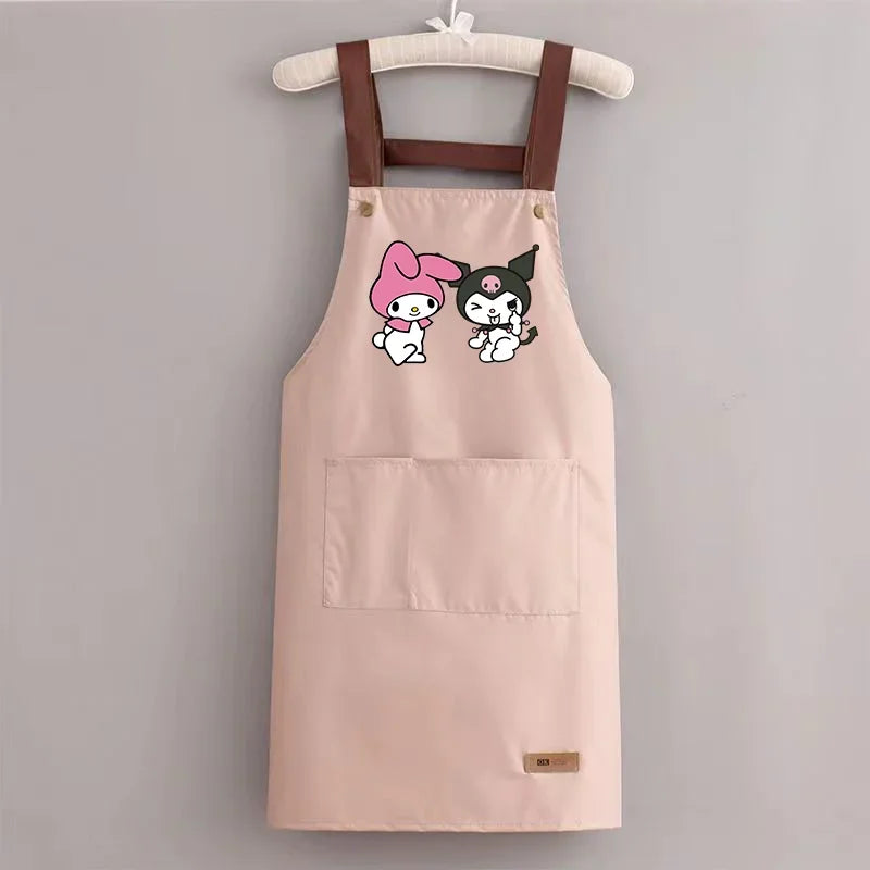 Sanrio Hello Kitty Kitchen Apron Waterproof Ladies Men Home Aprons Wipeable Oil Resistant Baking BBQ Restaurant Cafe Aprons Gift
