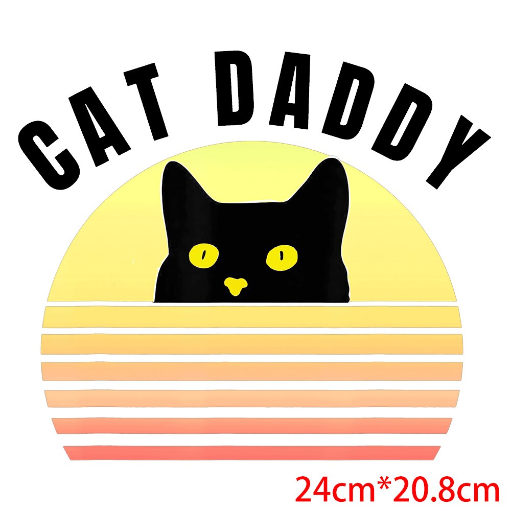 Dad Birthday Gift Funny Dad Cat Patches Father's Day Heat Transfer Stickers Fashion Thermo Stickers Fashion Graphic Appliques