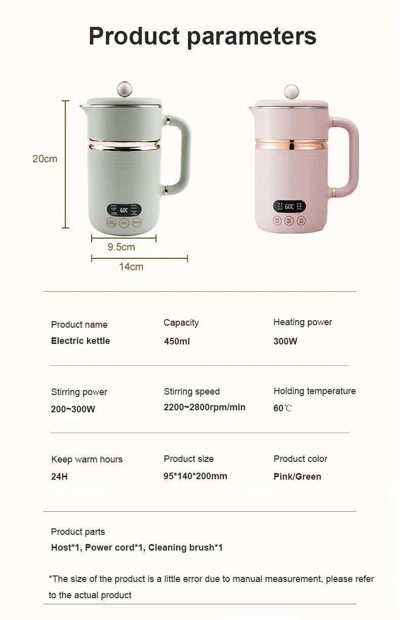 110V/220V Electric Kettle Thermal Stew Porridge Cooker Cup Soup Milk Heater Automatic Self Stirring Magnetic Mug Mixer Blender
