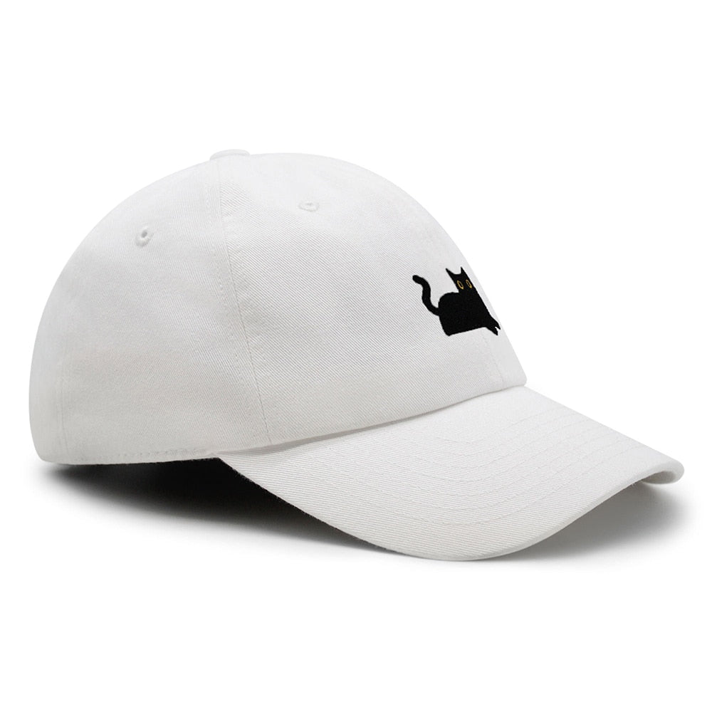 Black Cat baseball Cap Embroidery Premium Dad Hat Cat Mom Cotton Adjustable Trucker Hat