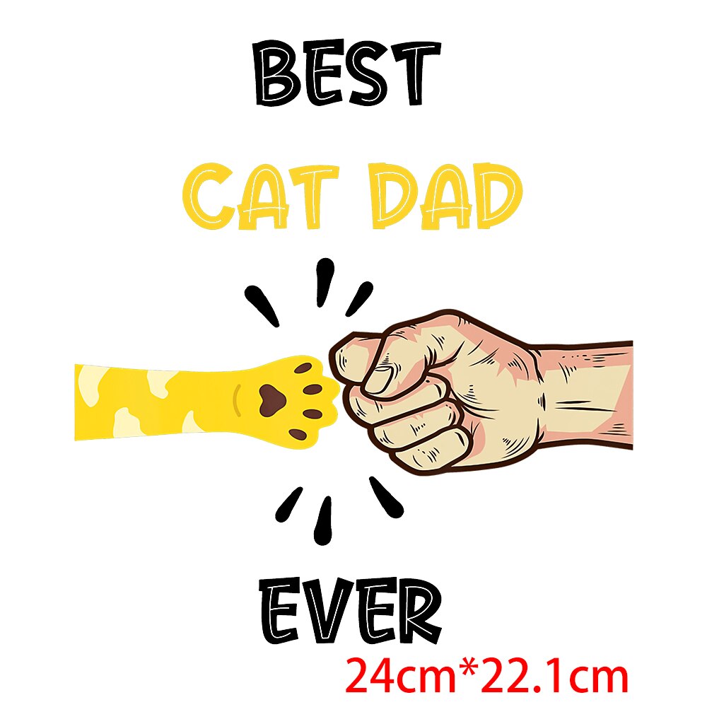 Dad Birthday Gift Funny Dad Cat Patches Father's Day Heat Transfer Stickers Fashion Thermo Stickers Fashion Graphic Appliques
