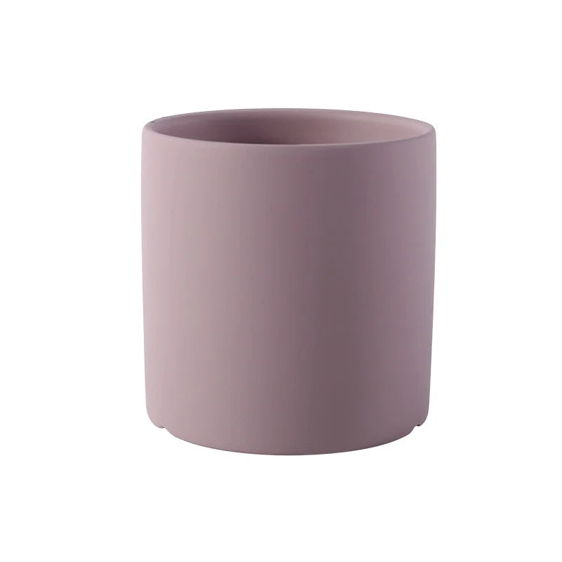 Flower Plant Pot Colorful Ceramic Flowerpot Nordic Style Succulent Planter Cylindrical Flower Pots With Hole Garden Decoration