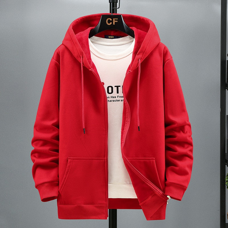 12XL 10XL Men's Fleece Outdoor Plus Size Man Hoodies Spring Autumn Polar Fleece Cardigan Hooded Sweater Jacket Men Sweatshirt