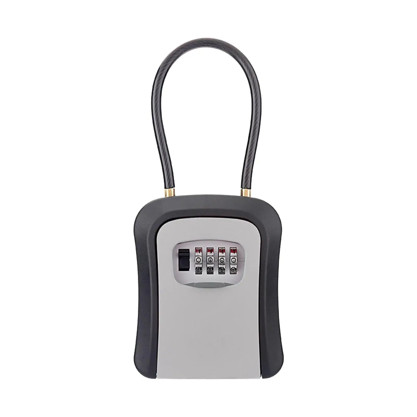 Box Key Security Box with 4 Digit Combination Steel Cable Shackle Weatherproof Portable for Door Knob or Car