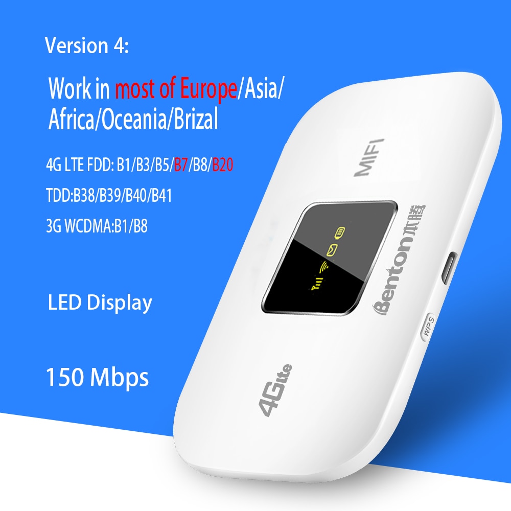 Benton Unlock 4G Lte Router Wireless Wifi Portable Modem Mini Outdoor Hotspot Pocket Mifi 150mbps Sim Card Slot Repeater 3000mah