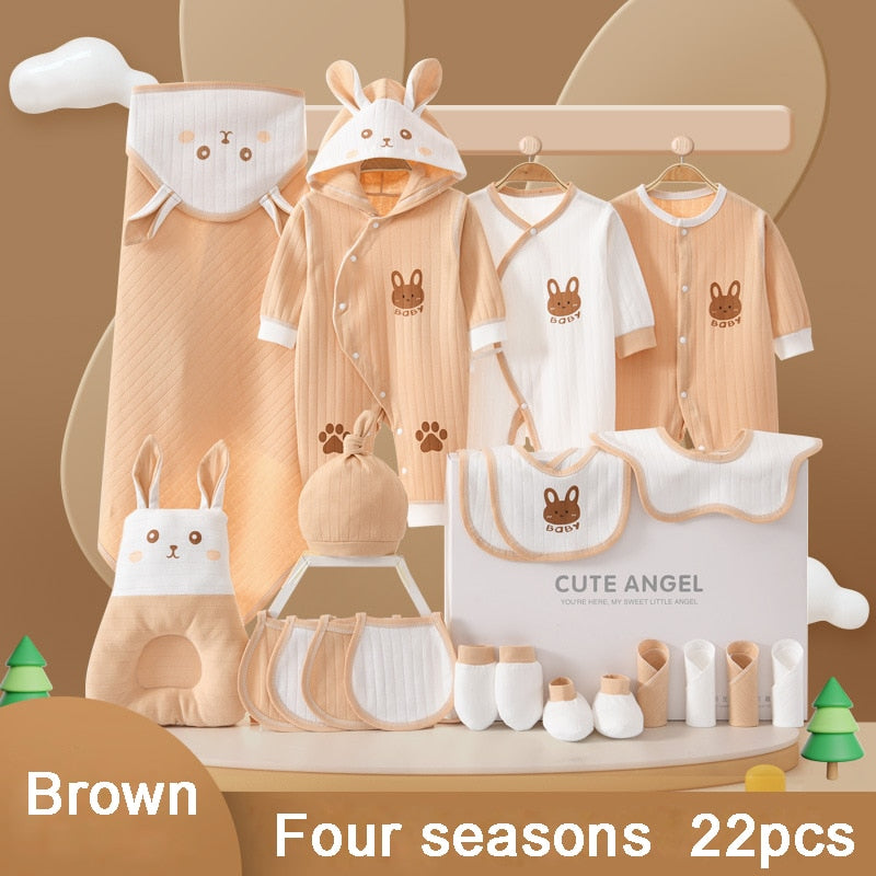 22/24/26 Pieces/0-3Months Newborn Baby Clothing 100% Cotton Kids Clothes Suit Unisex Infant Boys Girls Rabbit Clothing Set