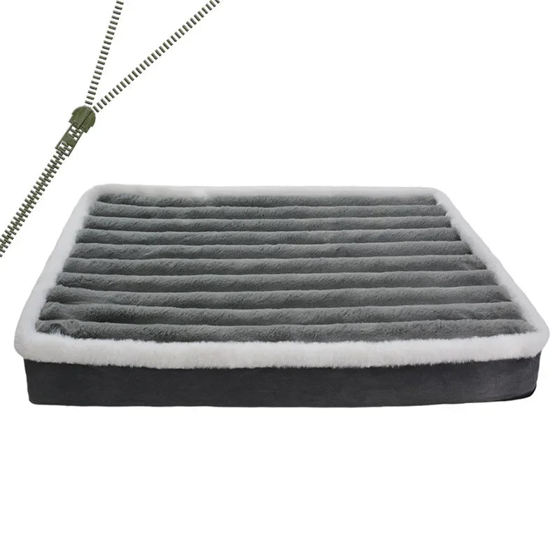 Short Plush Dog Bed with Non-slip Bottom Orthopedic Foam Dog Bed Removable Cover for Large Medium Small Dogs Machine Washable