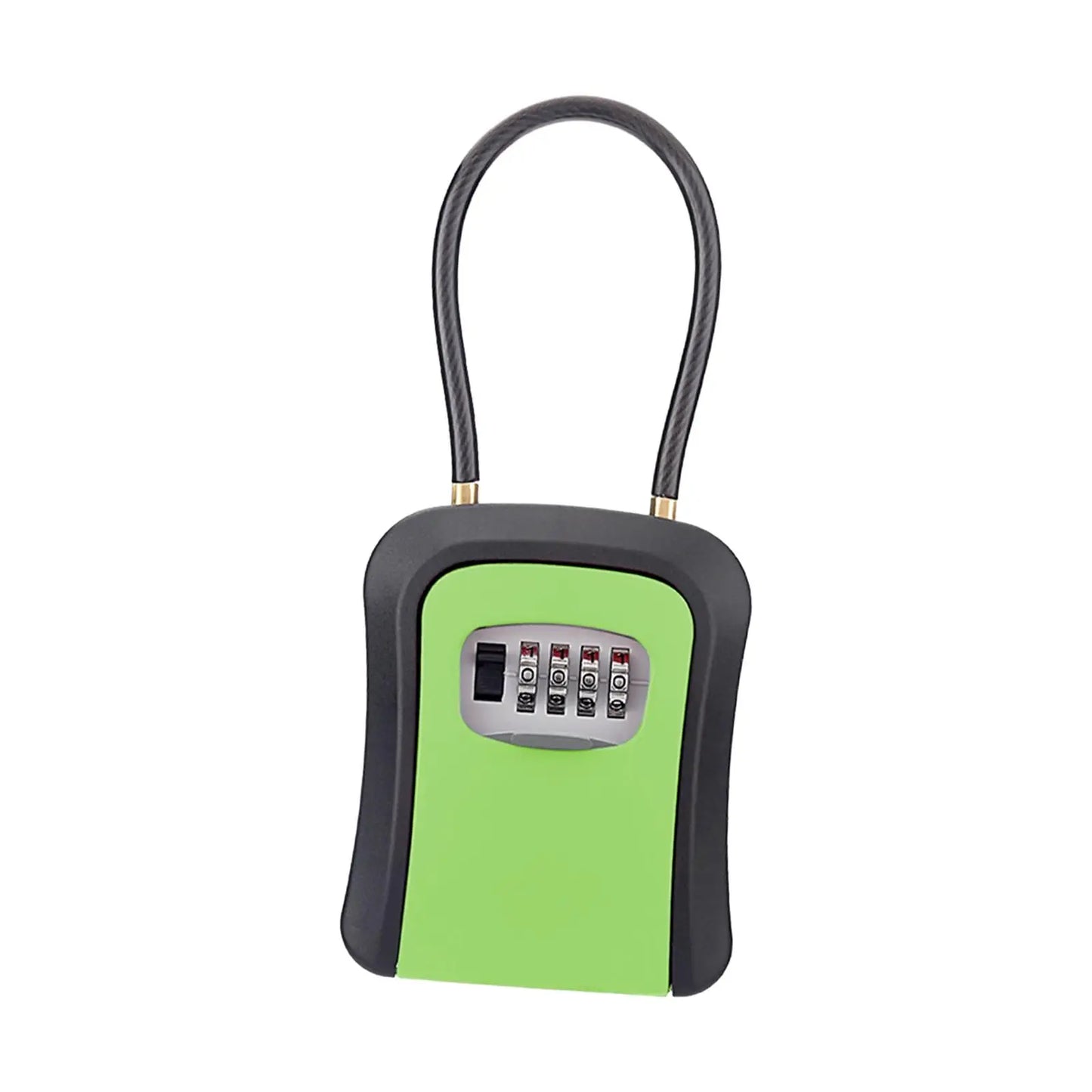 Box Key Security Box with 4 Digit Combination Steel Cable Shackle Weatherproof Portable for Door Knob or Car