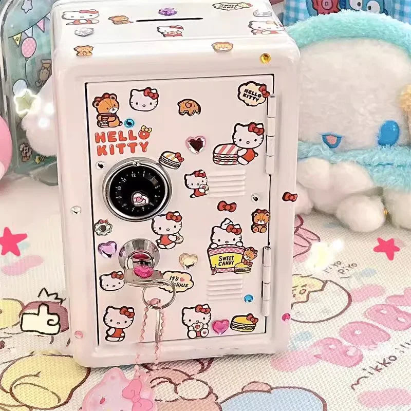 Sanrio My Melody Cinnamoroll Piggy Bank Cartoon Anime Hello Kitty Pochacco Pompom Purin Cute Mini Key Safe Deposit Children Toys
