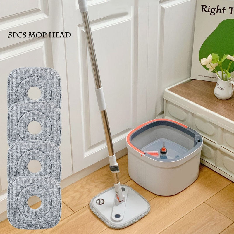 Mop Water Separation Square Mop With Bucket 3PCS Mop Heads 360 Ceaning Microfiber Lazy Floor Floating Household Cleaning mop
